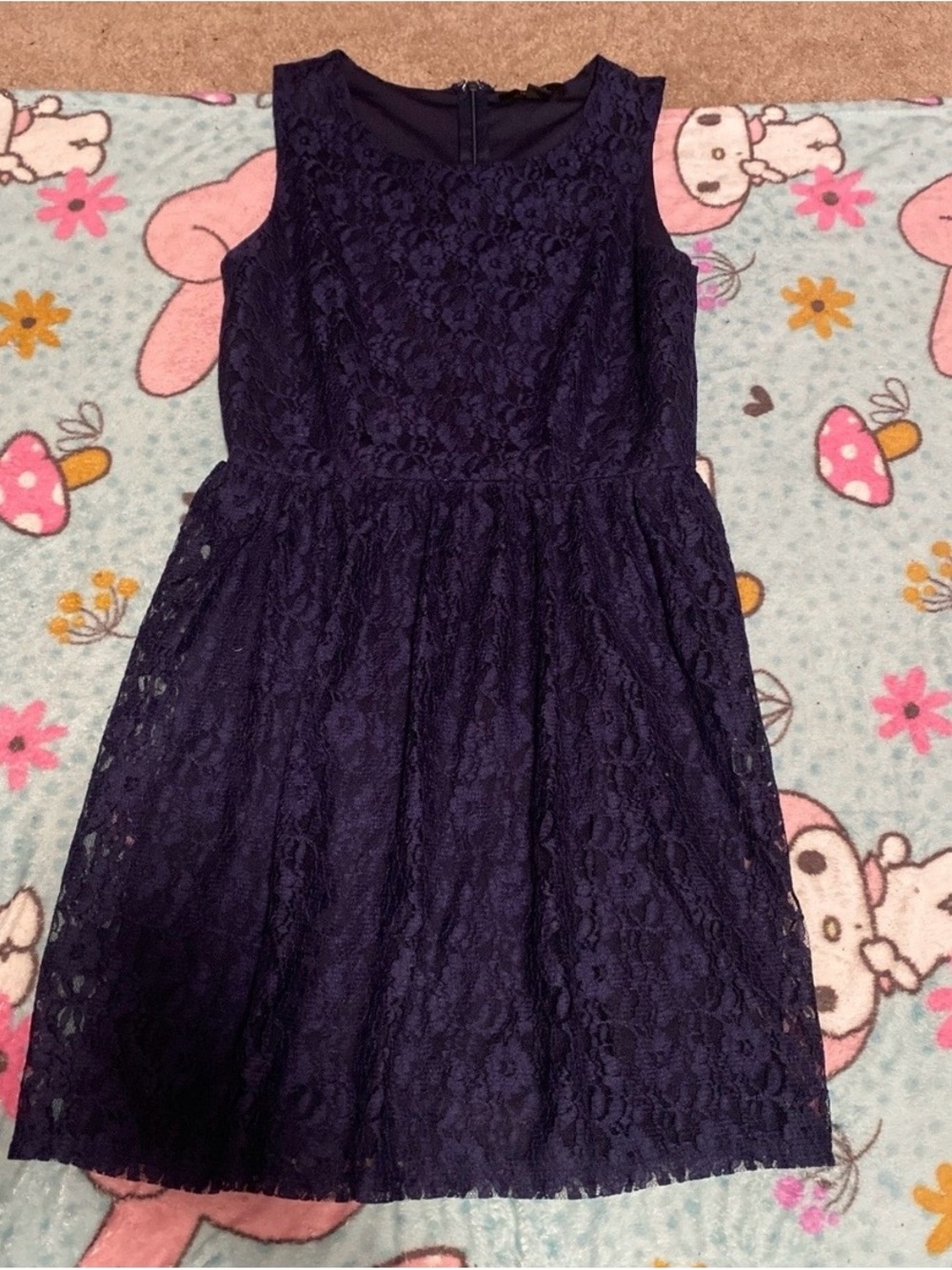 Sleeveless Navy Lace Mini Dress